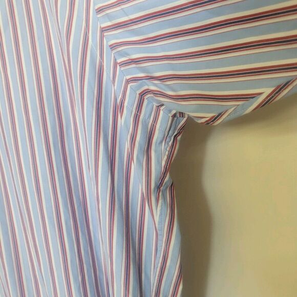 Polo Ralph Lauren Large Shirt Mens Large Button Blue Wide Stripe Blake Vintage - Picture 9 of 9